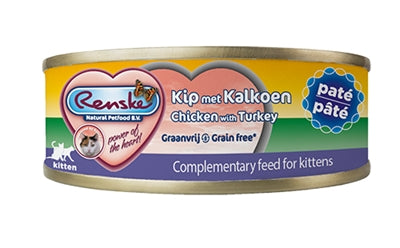 Renske färskt köttmåltid Kattunge Pate Chicken Turkiet