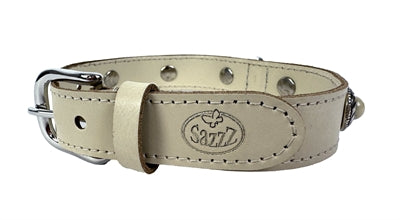 Sazzz Halsband hond adventure stone leer creme