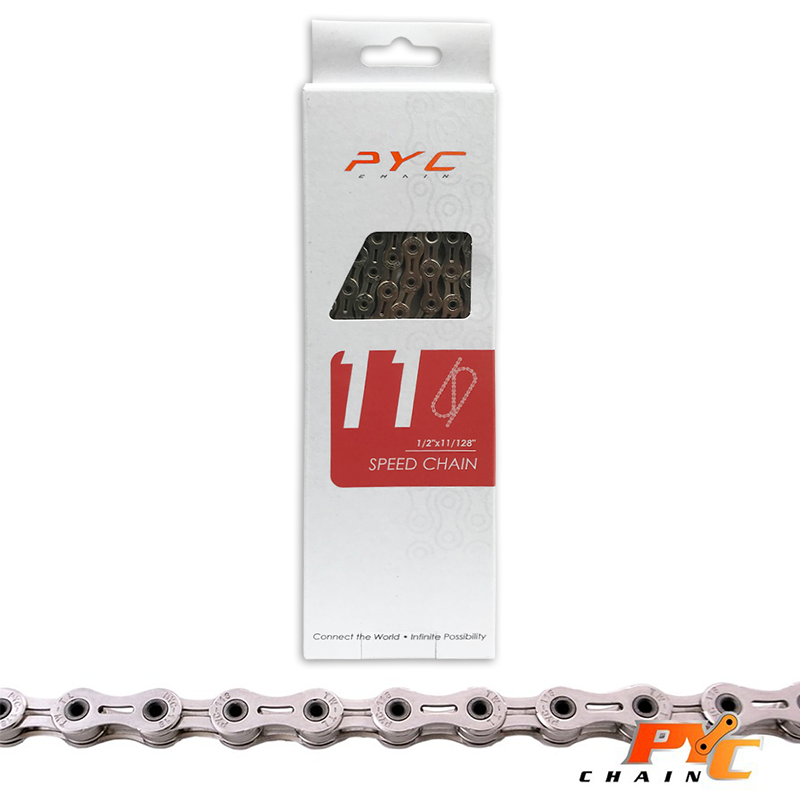 PYC Premium Lightweight Bicycle Chain 11v - Chrome Harden Tech - 116 Links