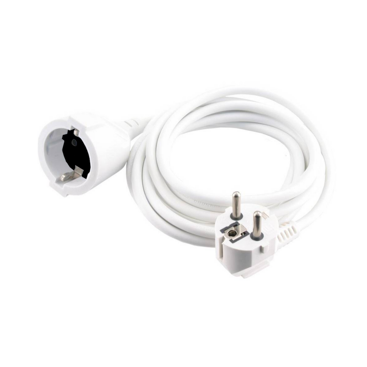 Extension cord white 10m, with grounding (hanging pack)