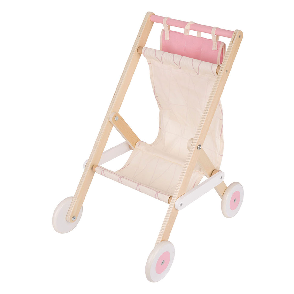 Classic World World Wooden Poppenbuggy White Pink