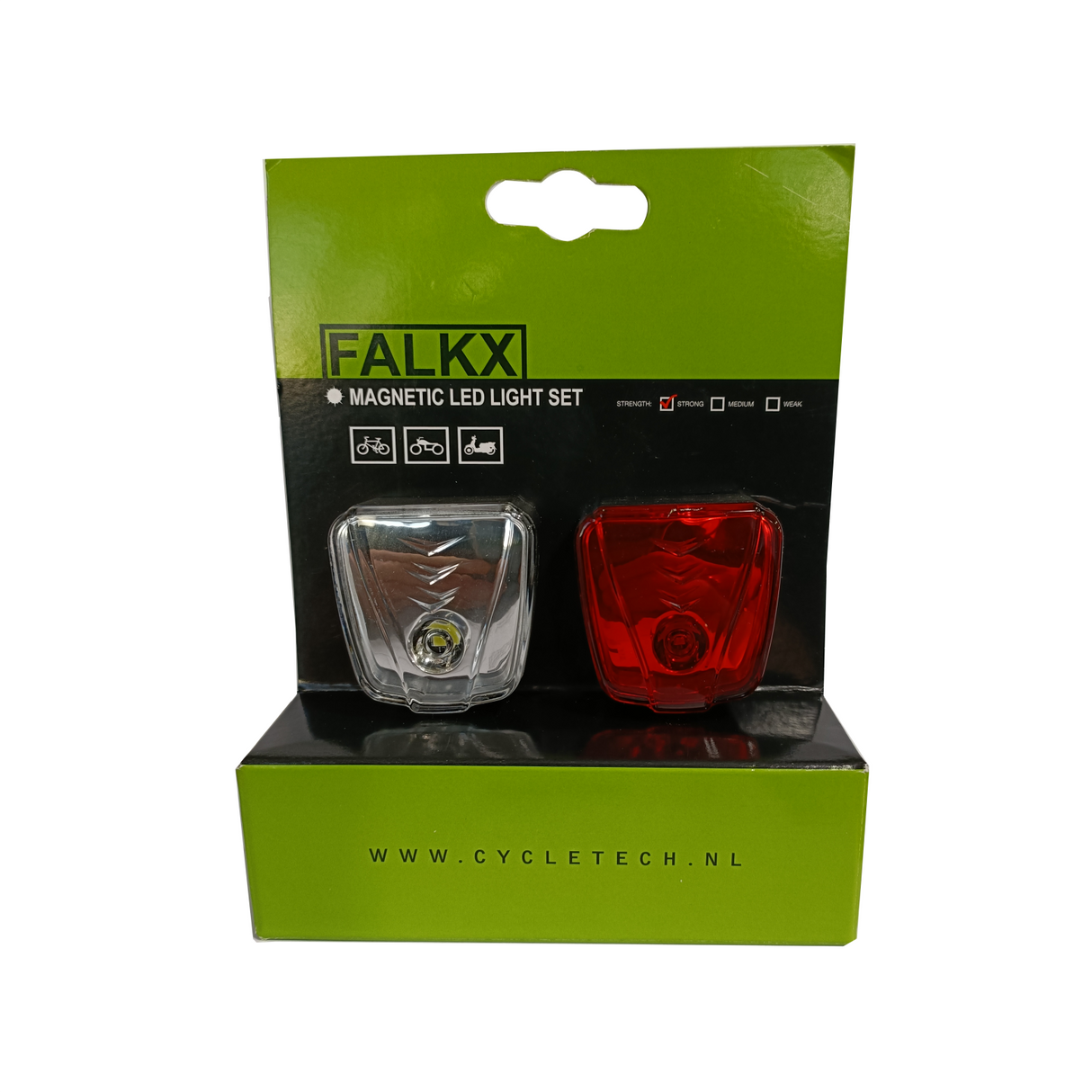 Falkx Magnet Verplisghing. Sett foran og bak. 0.5W LED (hengende pakke)