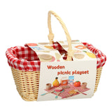 Pic wooden picnic set in carrying basket