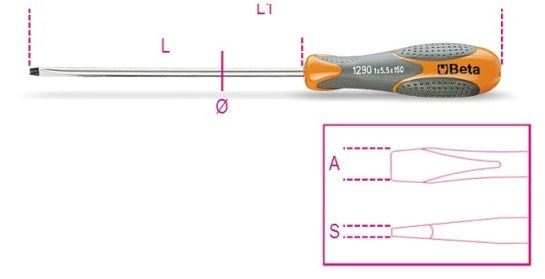 Beta 1290 slot screwdriver 0.5x3.0x75