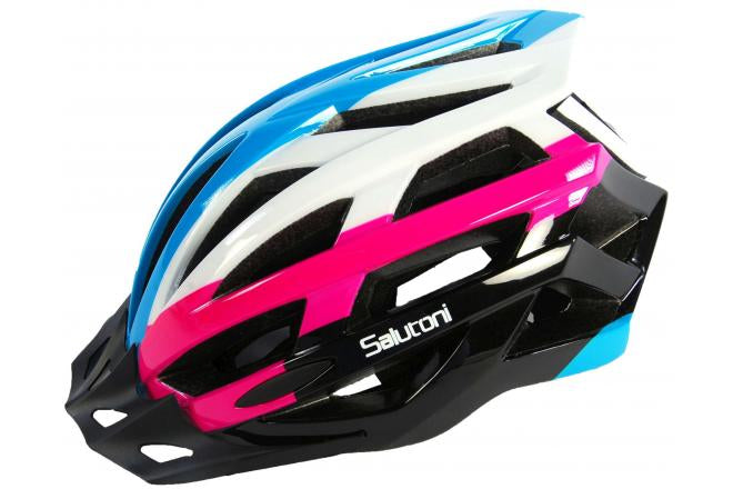 Salutoni ladies bicycle helmet bluew white pink 58-61 cm