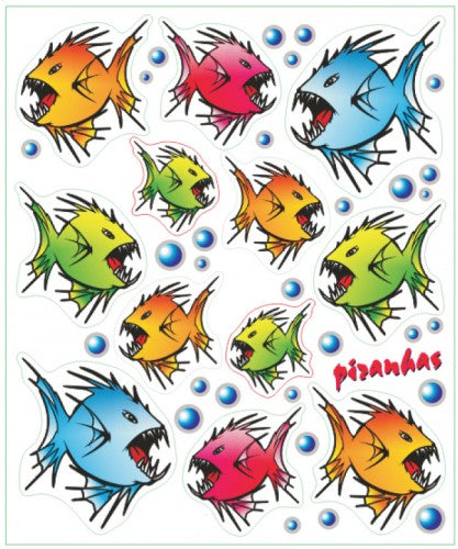 Sticker set piranhas