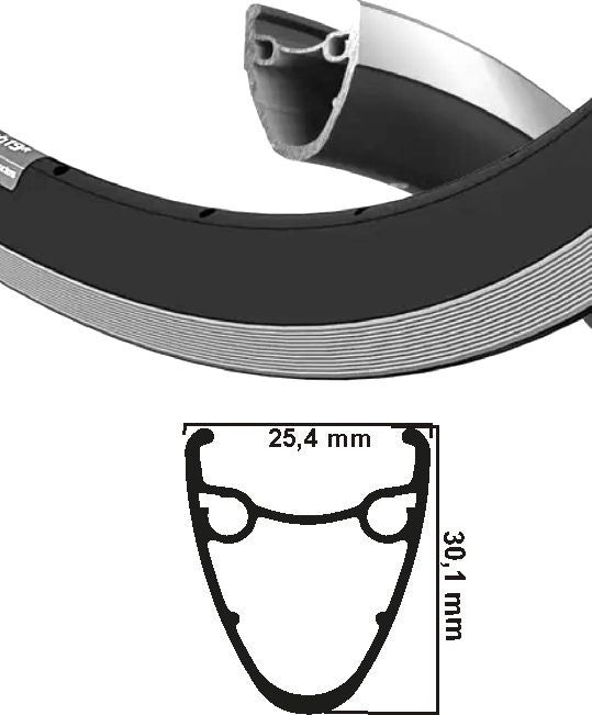 Ryde Rim Dutch 19 r 28 tum (622) Svart silver 32 hål 14g