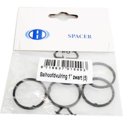 Balhoofdvulring 1 inch 22.2 mm zwart 5 stuks 6500061