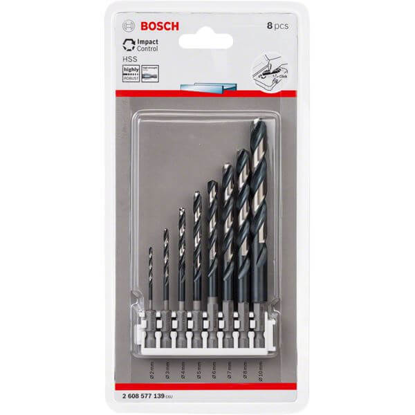 Bosch Prof Impact Control 8-piece HSS Borenset