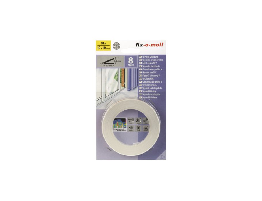 FIX-O-MOLL Draft tape V-profile 10x10mm 10m white