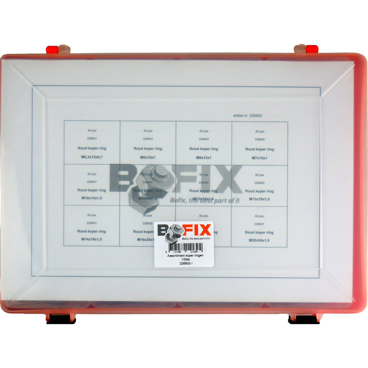 Bofix 226600 Box range 12-compartment red copper rings