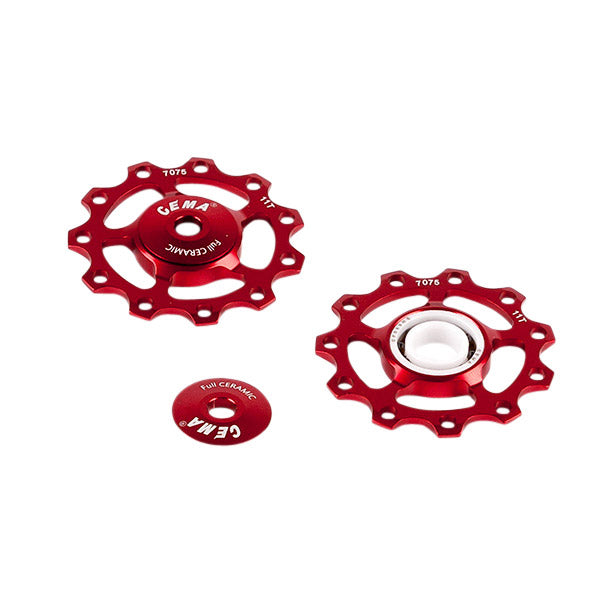 Shimano Derailleurwieltjes ALU 9 10 11V Full Ceramic rood