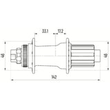 Miche Achternaaf R-DX 16+8g TX12 center lock zwart