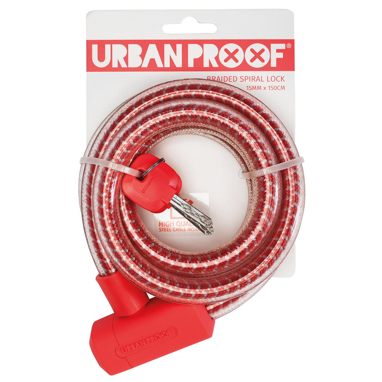 Urbanproof cable lock Braided 15mm 150cm red