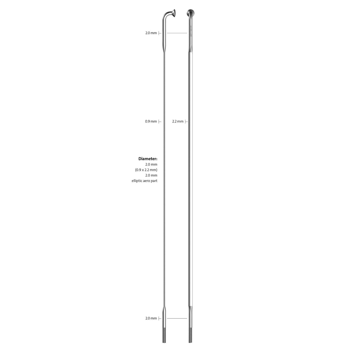 Sapim Spaak 14-250 CX-Ray flat silver with nipple (20st)