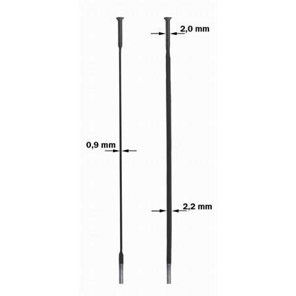 Sapim Spaak 14-222 CX-Ray plat recht zwart met nippel (20st)