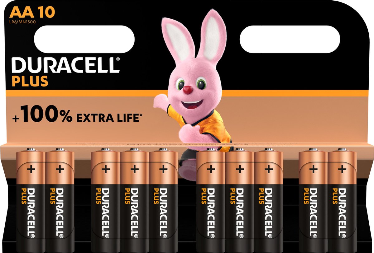 Duracell pluss alkalisk penlite LR6 AA -pakke 10 stykker