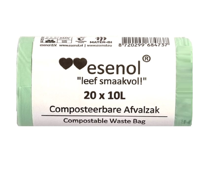 Live lecker ESNOL Compusabléierbar Offall Bags 10 Liter 1 Roll vun 20st