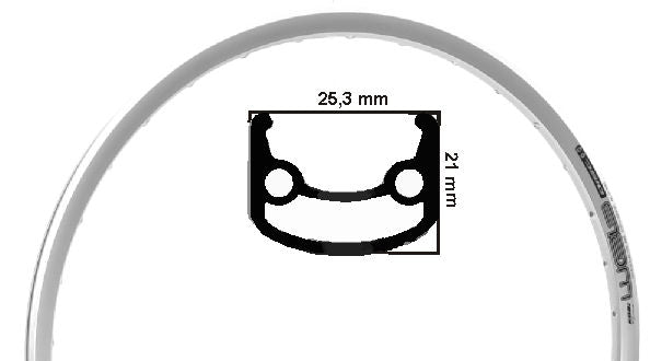 Rodi Web E-Bike Rim 26 tommer 559 Sølv 36 Huller Hul 14