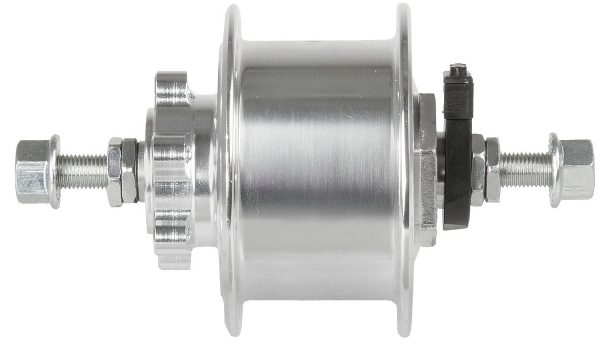 Msg Fore Hub Hub Dynamo 36G Disco Shimano Comp COMPOR EJE FIJO PLATA