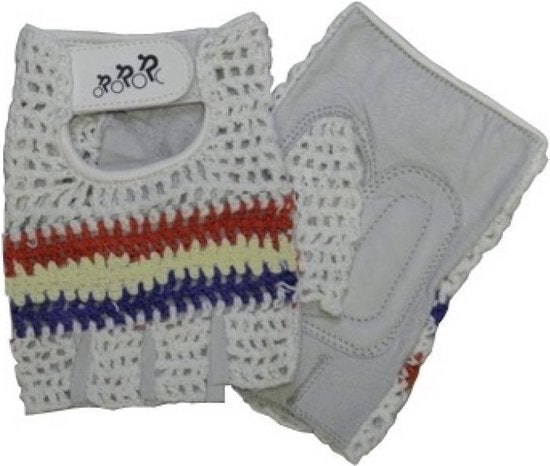 HZB Crochet Fiets Fitness Handschuesch Wäiss bloe rout Gréisst s