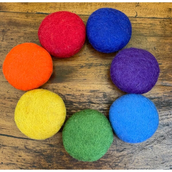 Papoose Toys Papoose Toys Rainbow 5cm Boules en feutre 7pc