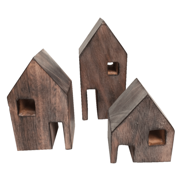 Papoose Toys Papoose Toys Wood Block Houses 3PC